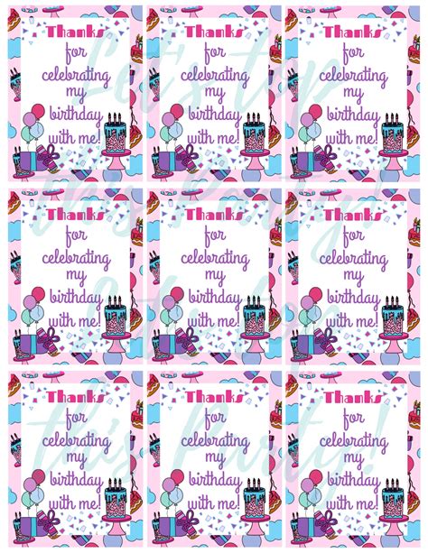 Thank You For Celebrating My Birthday Tags Printable